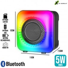 Caixa de Som Bluetooth 5W RGB GTS-1373 X-Cell - Preto